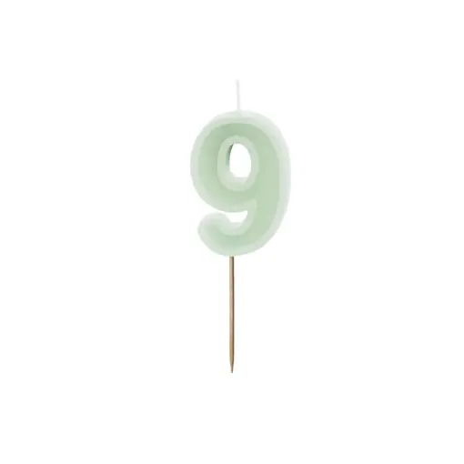 Verjaardagskaars Cijfer 9 Lichtgroen (6cm)