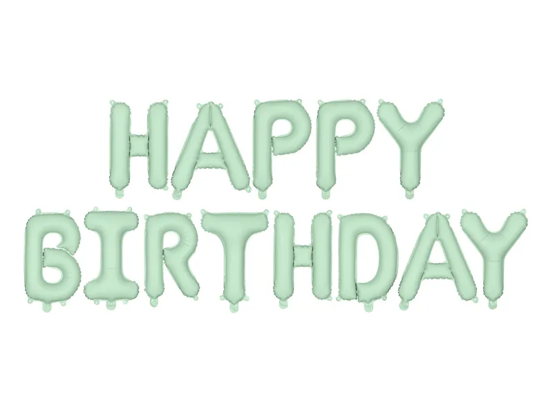 Happy Birthday Ballonnen set Lichtgroen afbeelding