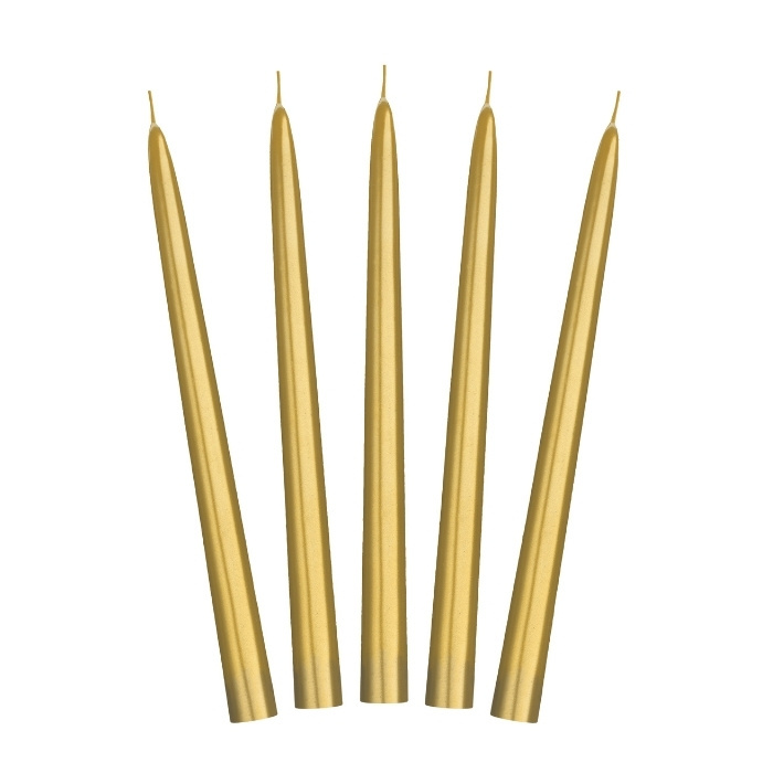 Dinerkaarsen Goud Metallic 24cm (10st) afbeelding