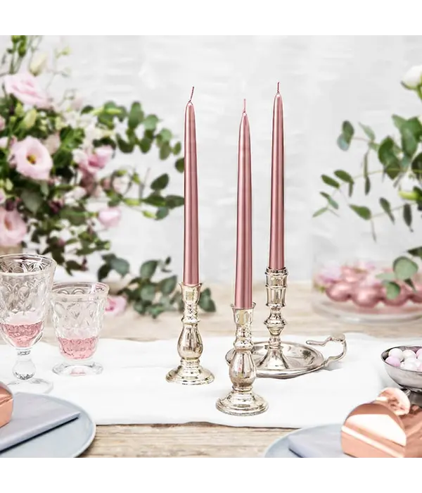 Dinerkaarsen Roségoud Metallic 24cm (10st)