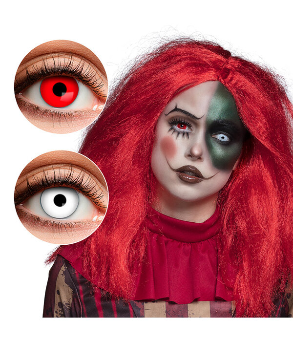 Duo 3-Maandslenzen Creepy Clown Rood en Wit