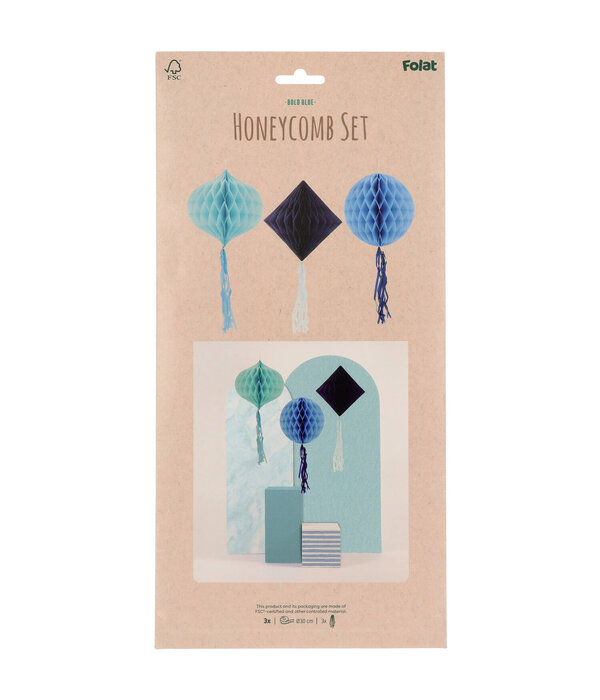 Honeycomb Set Bold Blue 3-Delig