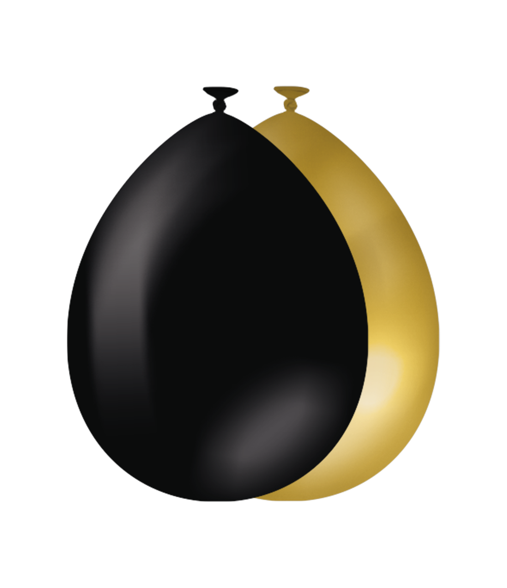 Classy Ballonnen set Goud/Zwart (10st)