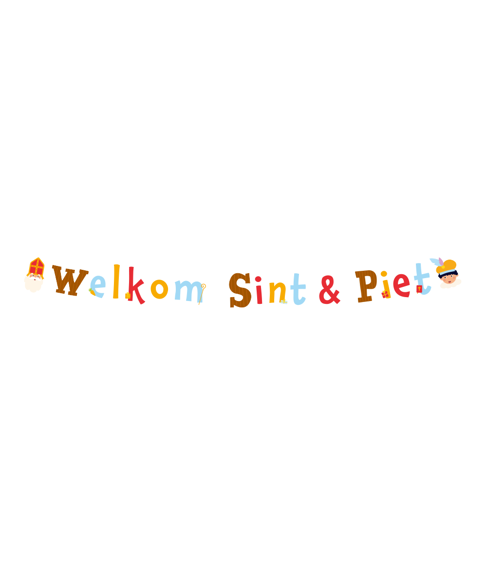 Letterbanner Welkom Sint & Piet Cartoon Vigo