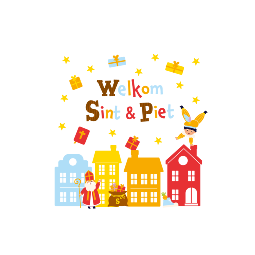 Raamstickers Sint & Piet Cartoon Vigo