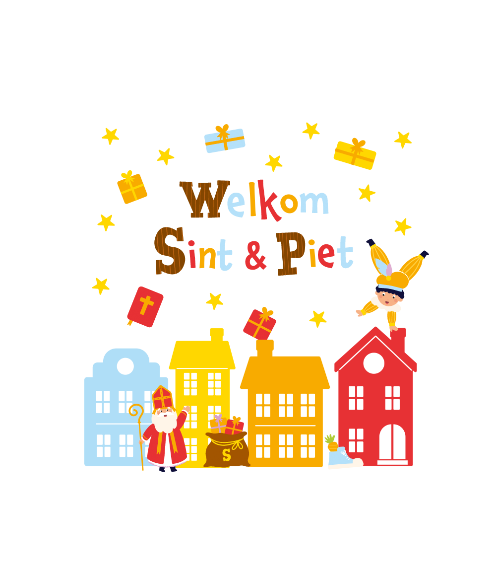 Raamstickers Sint & Piet Cartoon Vigo