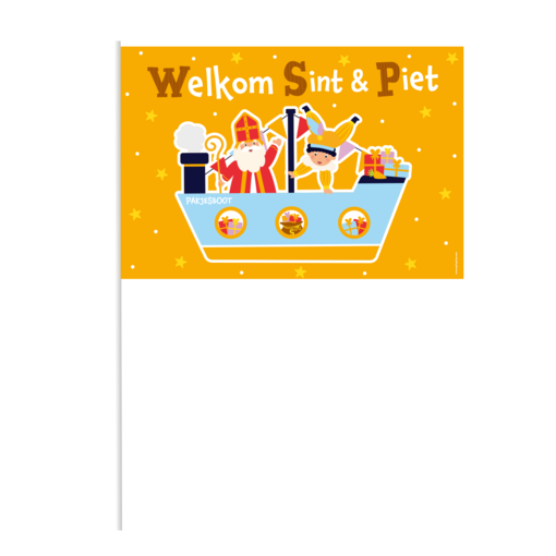 Zwaaivlaggetje Welkom Sint & Piet Cartoon Vigo