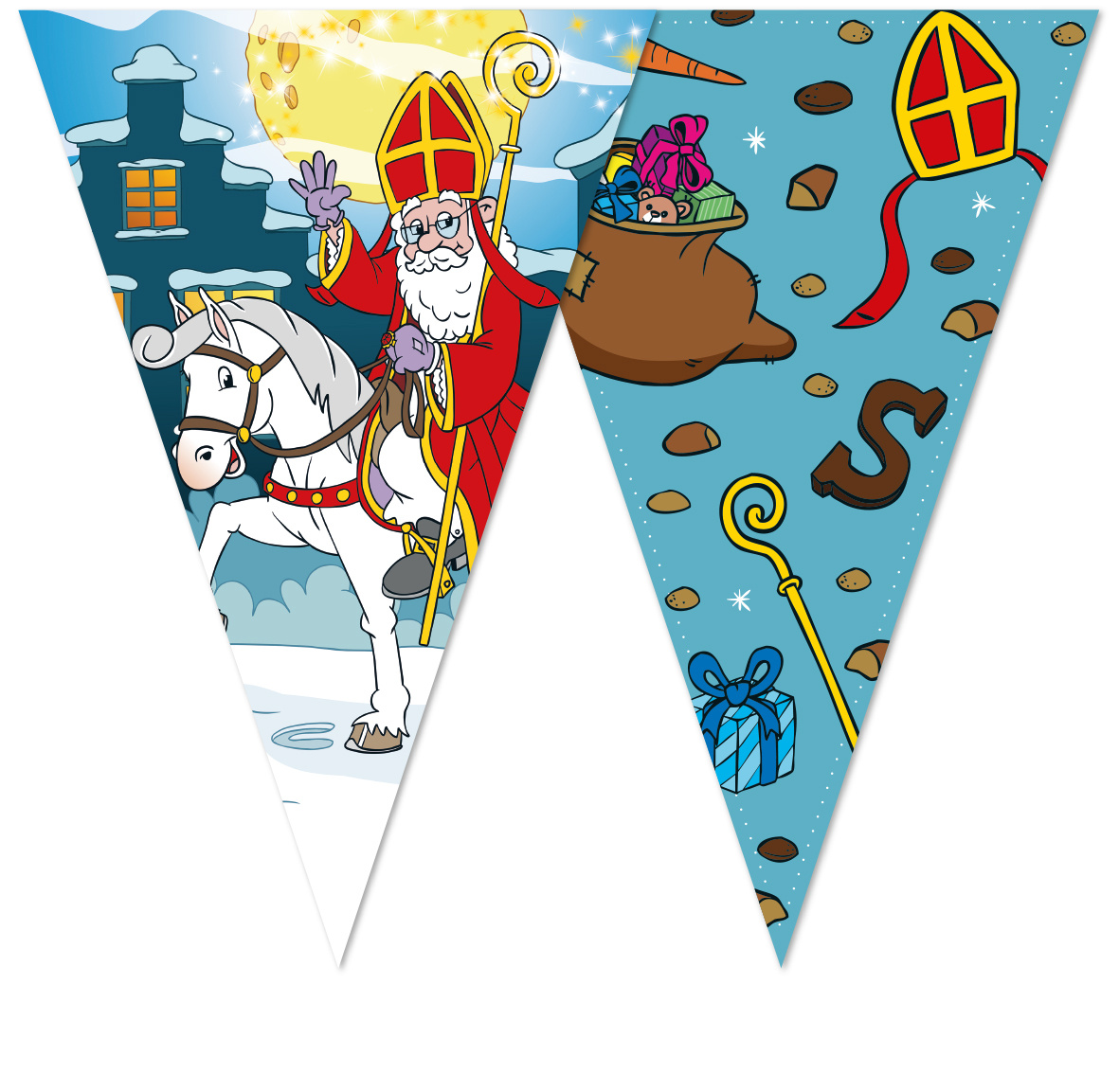 Vlaggenlijn Sinterklaas & Ozosnel Cartoon (10m)