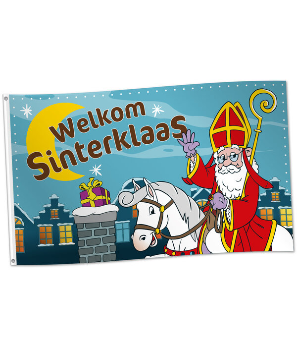 Vlag Welkom Sinterklaas Cartoon (150x90cm)