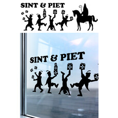 Sinterklaas Raamstickers Cadeautjes Zwart (90x32cm)