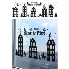 Raamstickers Welkom Sint en Piet Groot (150x50cm)