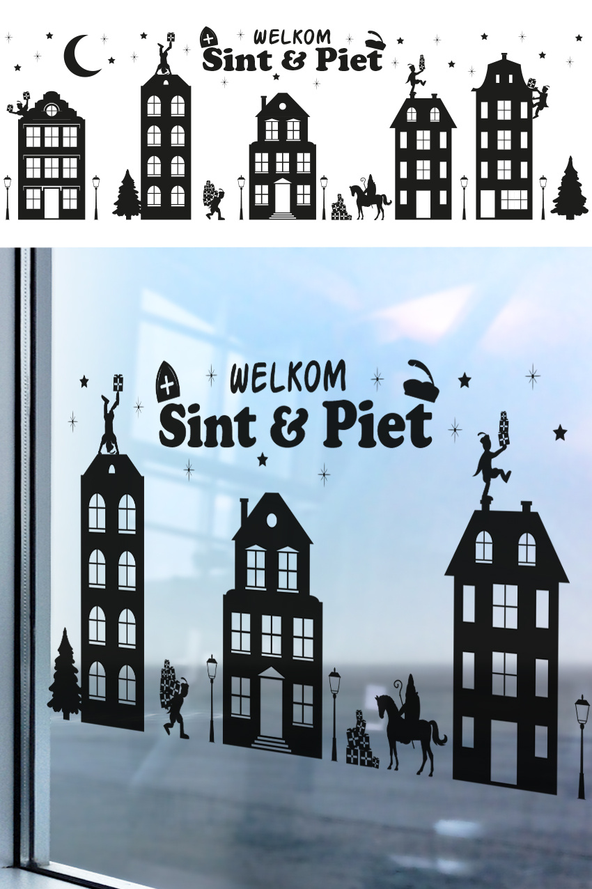 Raamstickers Welkom Sint en Piet Groot (150x50cm) afbeelding