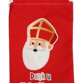 Pepernotenzakje ”Dank u Sinterklaasje” Rood (15x25cm)