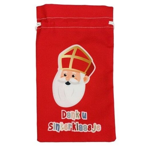 Pepernotenzakje ”Dank u Sinterklaasje” Rood (15x25cm)