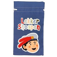 Pepernotenzakje ”Lekker Snoepen” Blauw (15x25cm)