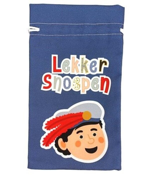 Pepernotenzakje ”Lekker Snoepen” Blauw (15x25cm)