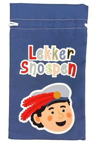 Pepernotenzakje ”Lekker Snoepen” Blauw (15x25cm) afbeelding