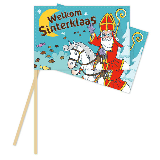 Sint Zwaaivlaggetjes Welkom Sinterklaas 20x30cm (10st)