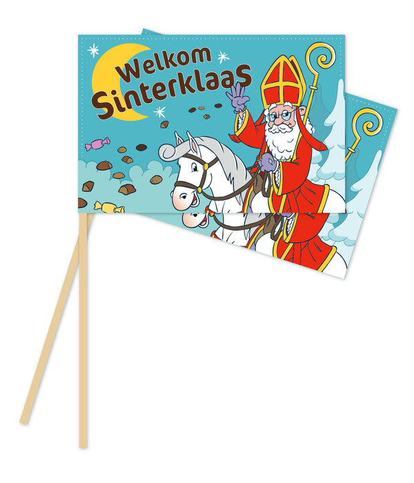 Sint Zwaaivlaggetjes Welkom Sinterklaas 20x30cm (10st)