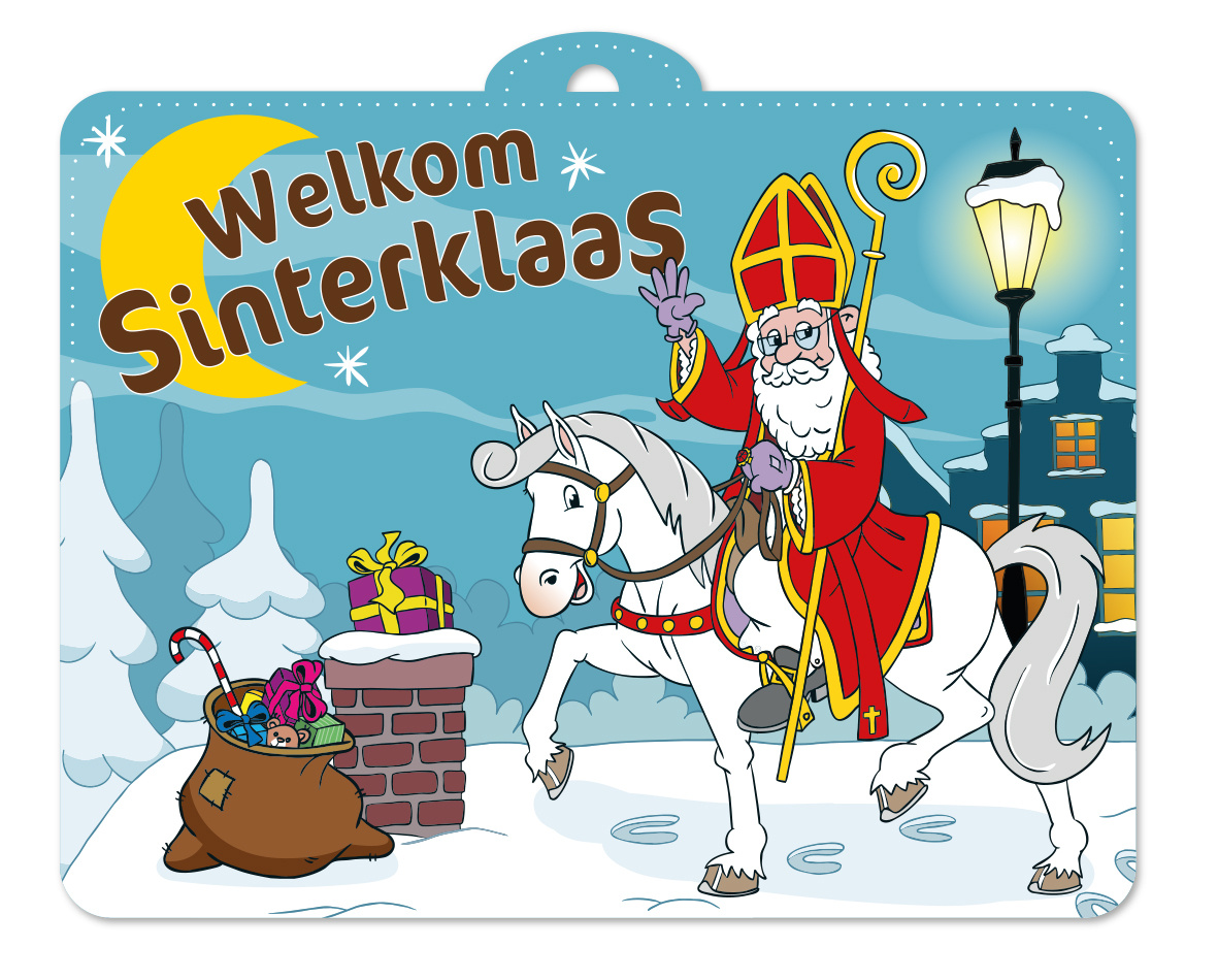 Sinterklaas Deurbord Cartoon 30x40cm afbeelding