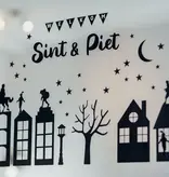 Sinterklaas Raamstickers A4 Zwart