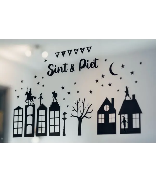 Sinterklaas Raamstickers A4 Zwart
