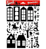 Sinterklaas Raamstickers A4 Zwart