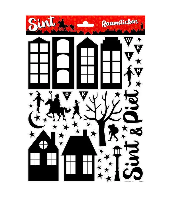 Sinterklaas Raamstickers A4 Zwart