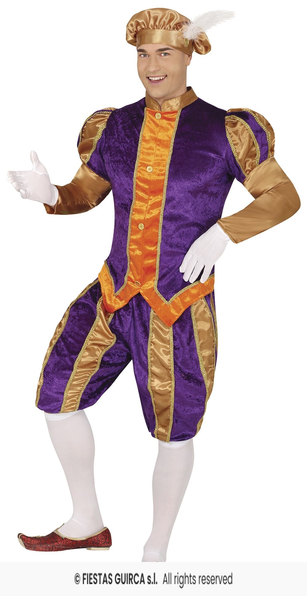 Hoofdpiet Kostuum Oranje/Paars - Maat M