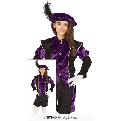 Piet Verkleedpak Kind Paars/Zwart Estrella
