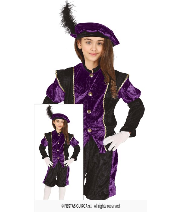 Piet Verkleedpak Kind Paars/Zwart Estrella