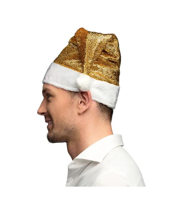 Kerstmuts Goud Glitter