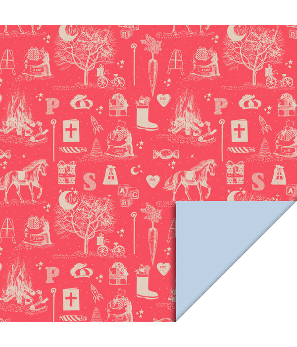 Sinterklaas Vintage Inpakpapier Rood