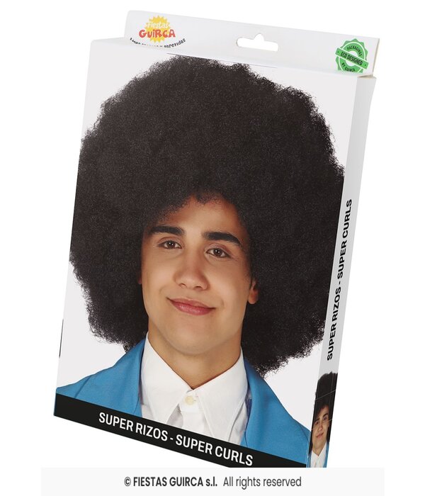 Afro Pruik Zwart Mega