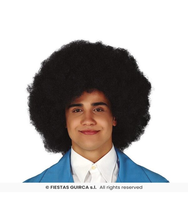 Afro Pruik Zwart Mega