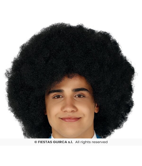 Afro Pruik Zwart Mega