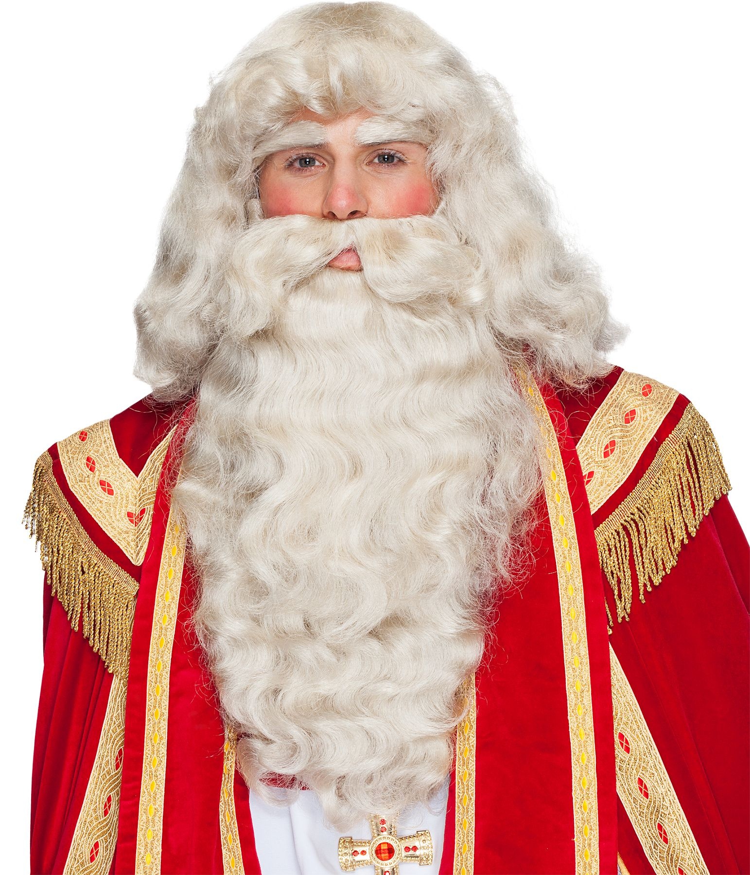 Kerstman 4 delig natuurhaar Baard & Pruik baardstel