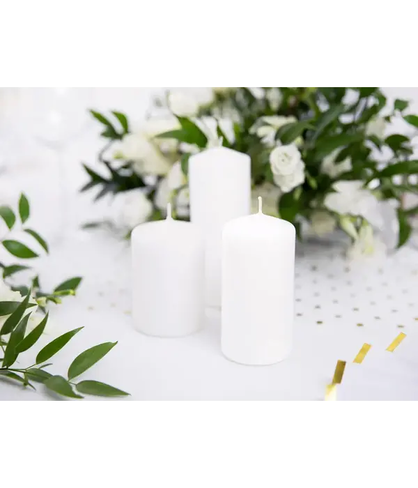 Stompkaarsen Mat Wit 12cm (6st)