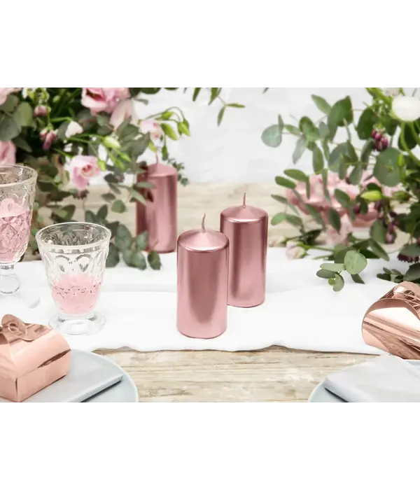 Stompkaarsen Rose Goud Metallic 12cm (6st)