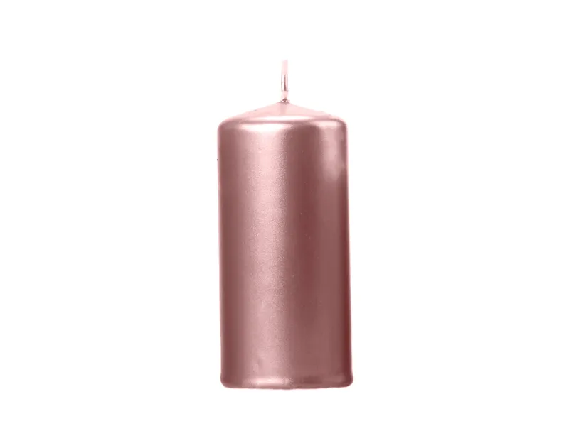 """Kaars, metallic, rose goud, 12x6cm (1 zakje met 6 stuks)"""