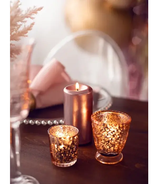 Stompkaarsen Rose Goud Metallic 12cm (6st)