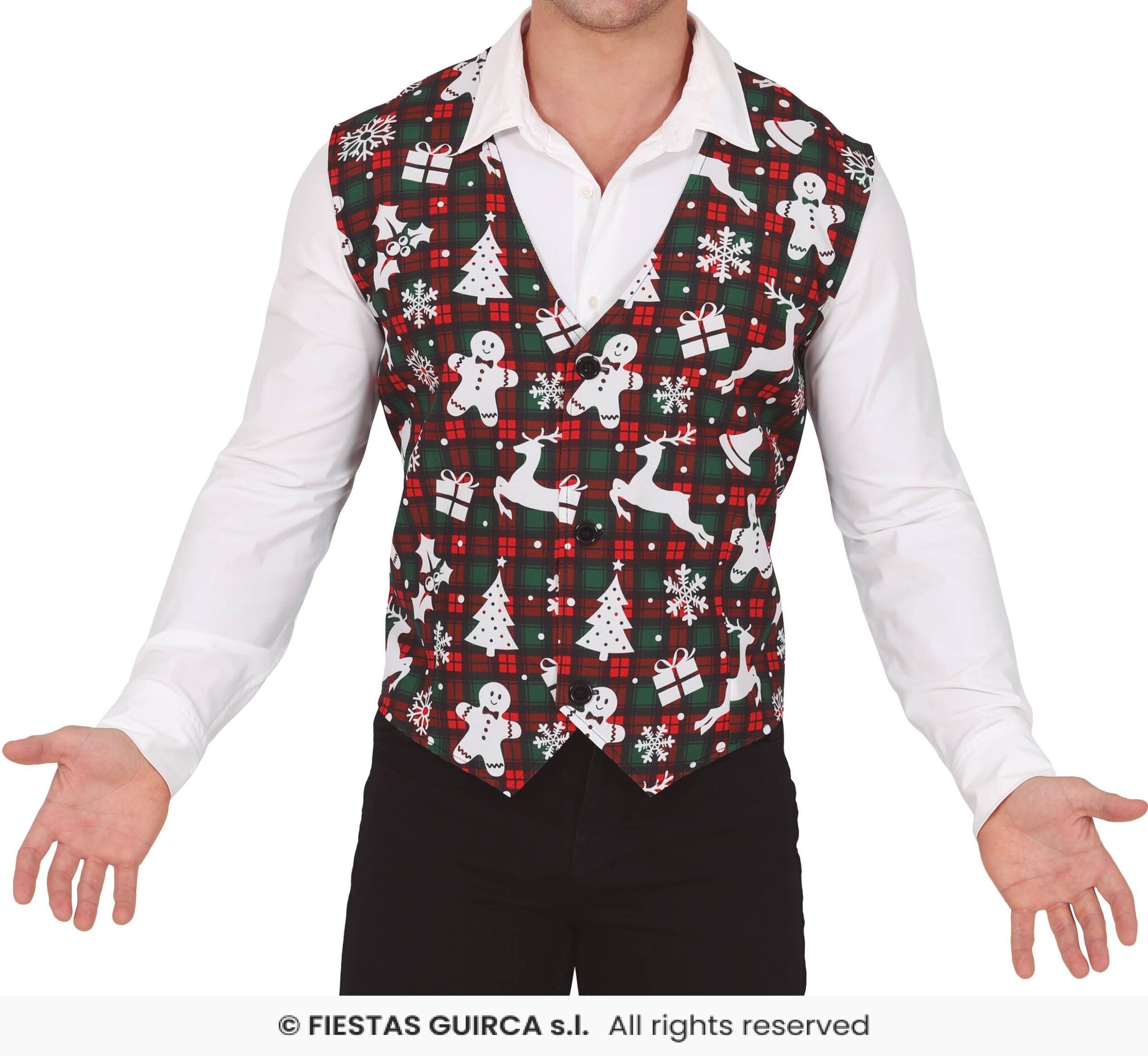 Kerstmis Gilet Rood/Groen Squares afbeelding