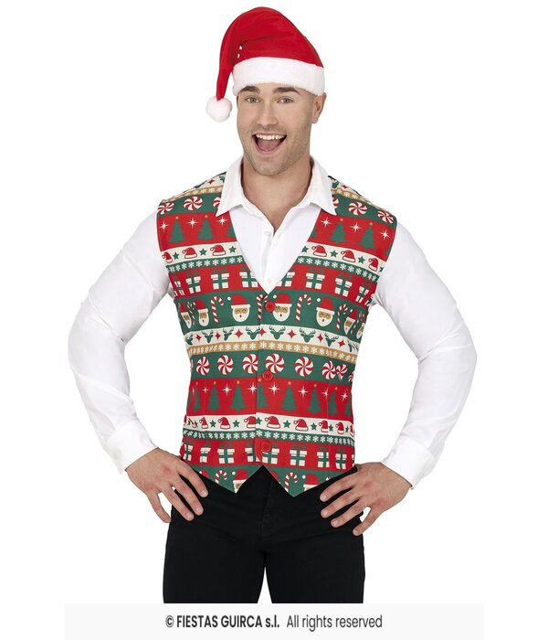 Kerst Gilet Heren Candy Cane