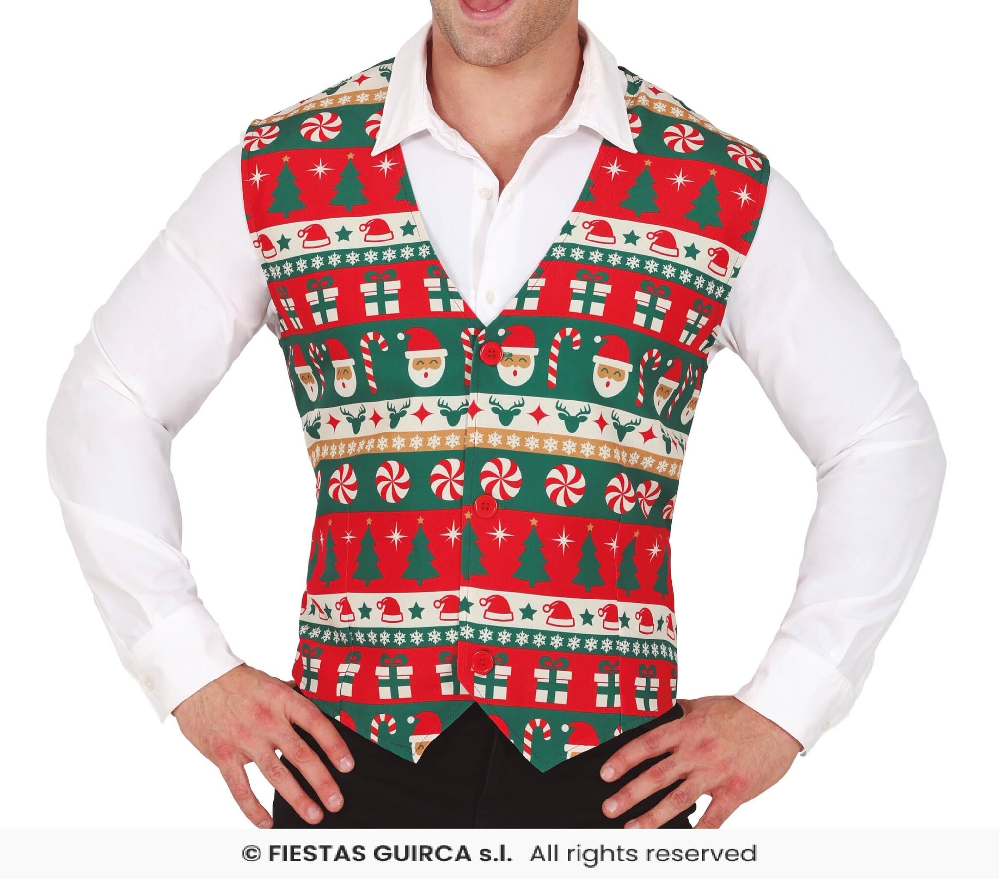 Kerst Gilet Heren Candy Cane