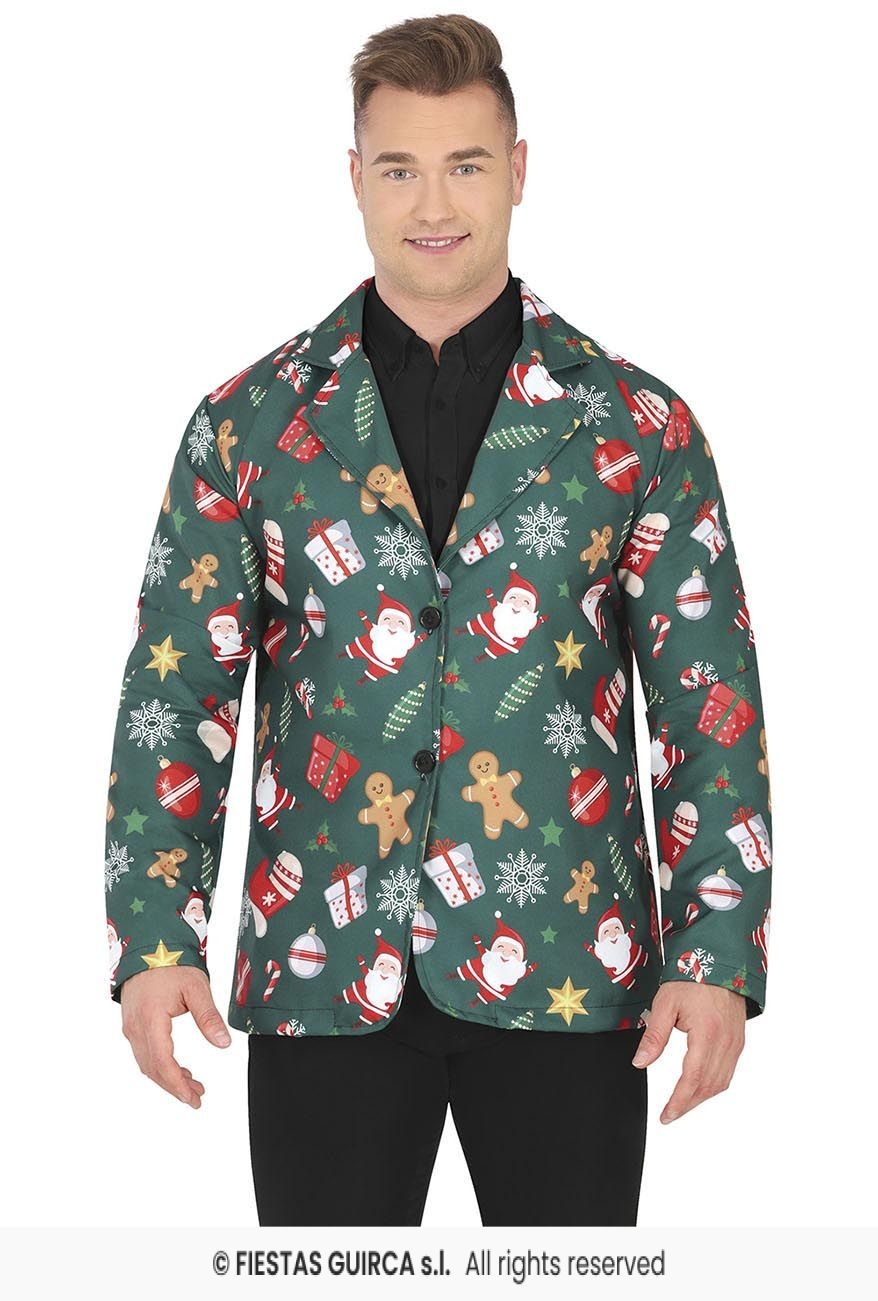 Guirma - Kerst & Oud & Nieuw Kostuum - Gezellige Nette Groene Kerst Jas Man - Groen - Maat 48-50 - Kerst - Verkleedkleding