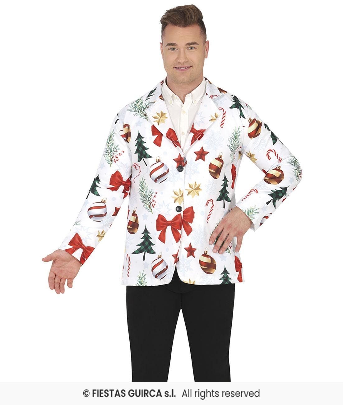 Guirma - Kerst & Oud & Nieuw Kostuum - Sneeuw Witte Kerst Jas Man - Wit / Beige - Maat 48-50 - Kerst - Verkleedkleding
