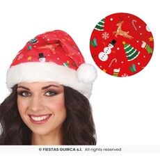 Rode Kerstmuts met Kerstsymbolen