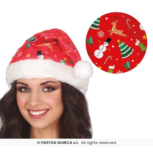 Rode Kerstmuts met Kerstsymbolen