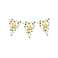 Vlaggenlijn Celebration 16 Jaar Wit/Goud/Zwart