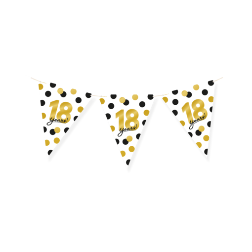 Vlaggenlijn Celebration 18 Jaar Wit/Goud/Zwart